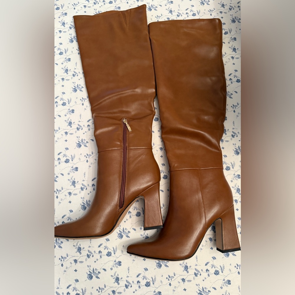 Michael Kors Brown Over the Knee Heeled Boots with Sleek Design